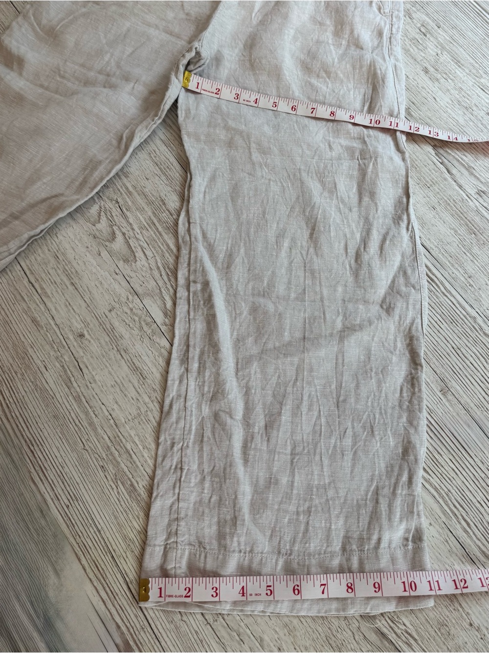 Tahari Wide Leg Elastic Waist Pull on Beige Linen Pants with Pockets S - Picture 8 of 10